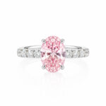 Oval cut lab grown pink diamond engagement ring 02