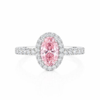 Oval cut lab grown pink diamond engagement ring 03