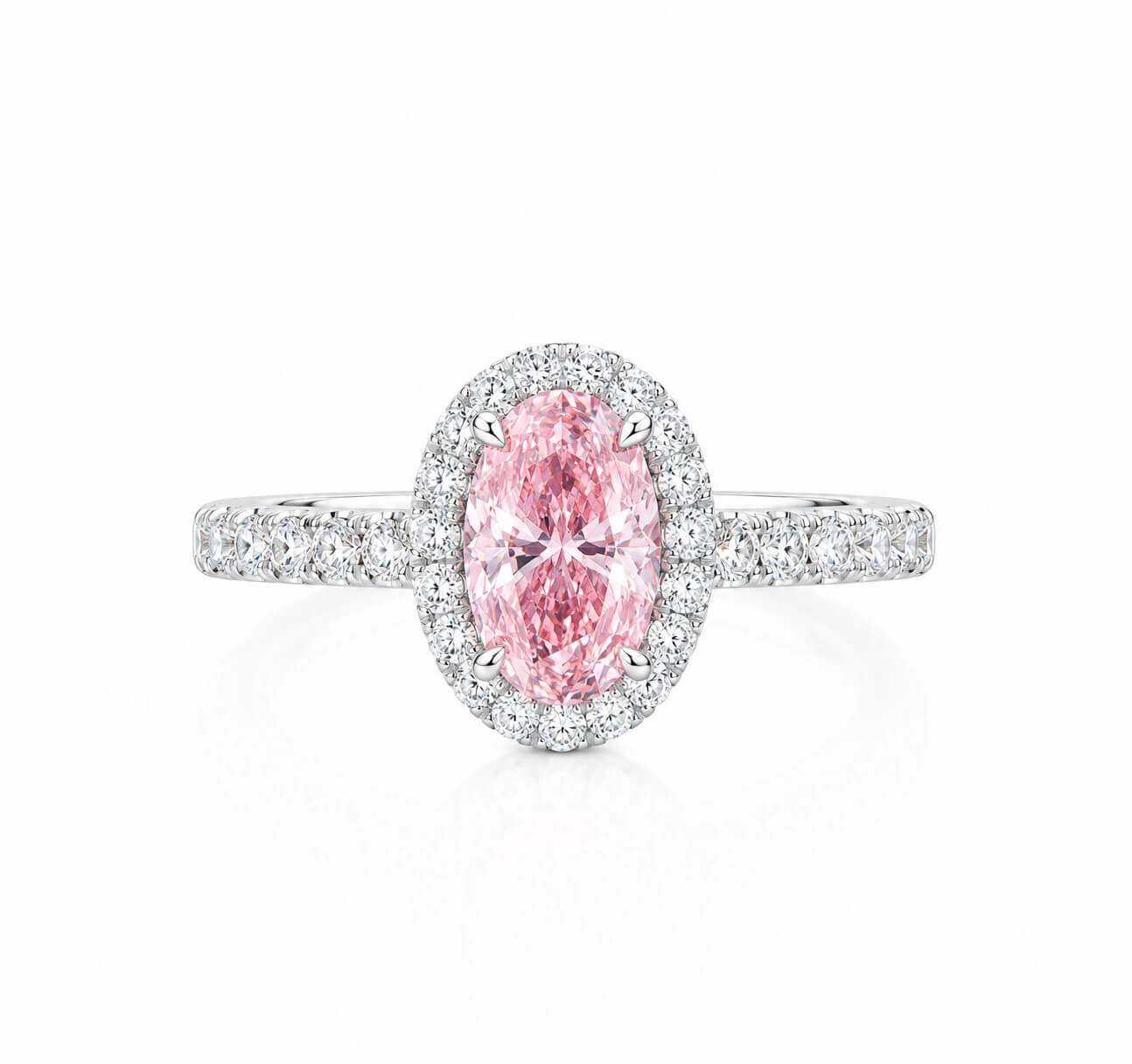 Oval cut lab grown pink diamond engagement ring 03