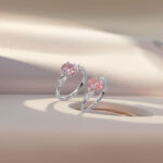 Oval cut lab grown pink diamond engagement ring 04