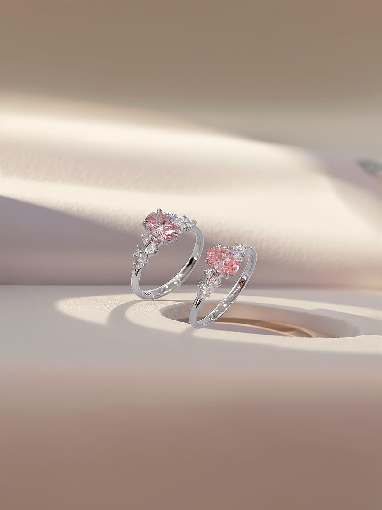 Oval cut lab grown pink diamond engagement ring 04 Oval cut lab grown pink diamond engagement ring 04