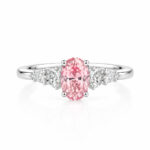 Oval cut lab grown pink diamond engagement ring 04