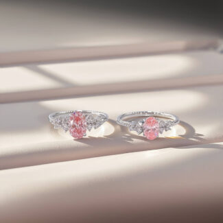 Oval cut lab grown pink diamond engagement ring 04