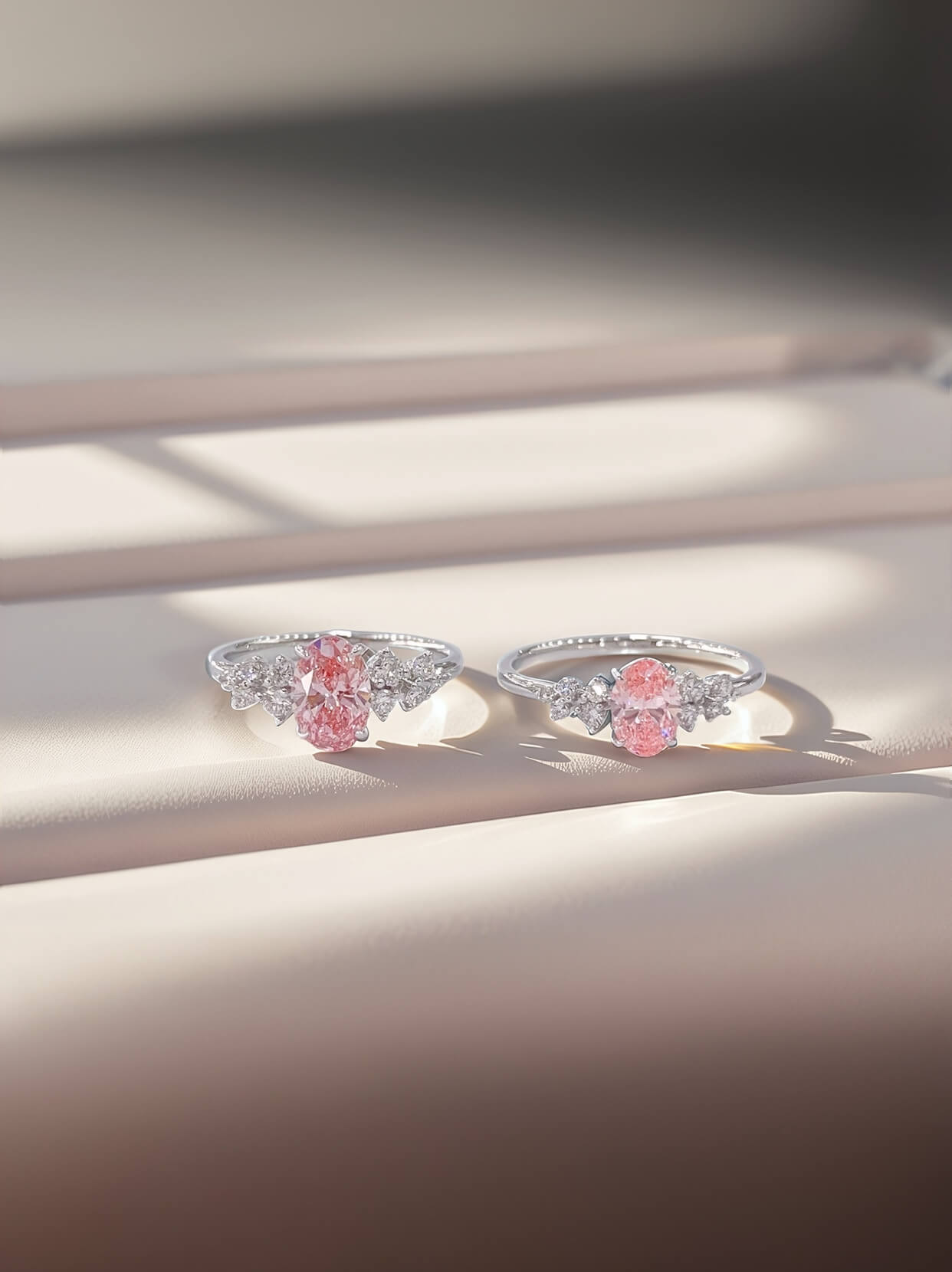 Oval cut lab grown pink diamond engagement ring 04 Oval cut lab grown pink diamond engagement ring 04