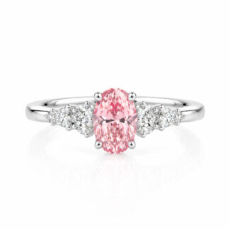 Oval cut lab grown pink diamond engagement ring 04