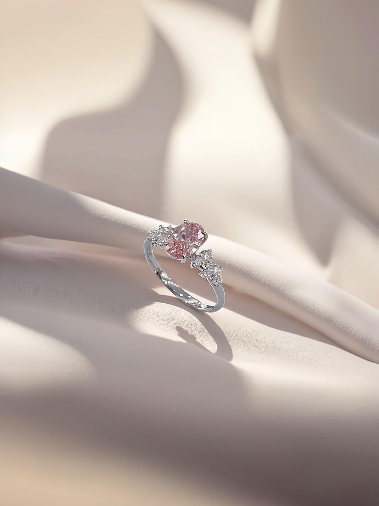 Oval cut lab grown pink diamond engagement ring 04 Oval cut lab grown pink diamond engagement ring 04