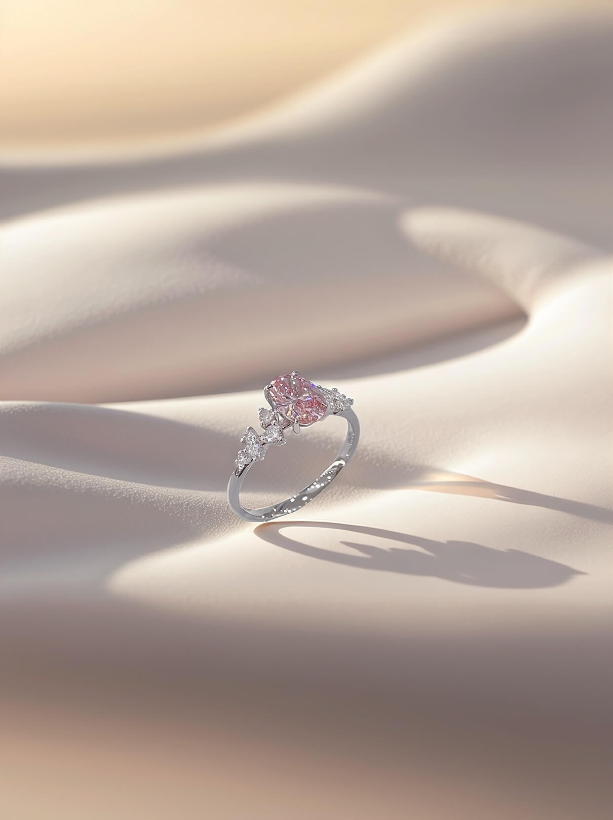 Oval cut lab grown pink diamond engagement ring 04 Oval cut lab grown pink diamond engagement ring 04