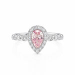 Pear cut lab grown pink diamond engagement ring 01
