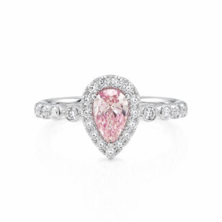 Pear cut lab grown pink diamond engagement ring 01