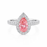 Pear cut lab grown pink diamond engagement ring 02