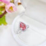 Pear cut lab grown pink diamond engagement ring 02