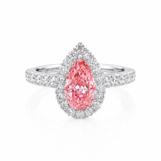 Pear cut lab grown pink diamond engagement ring 02