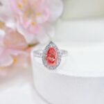 Pear cut lab grown pink diamond engagement ring 02