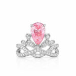 Pear cut lab grown pink diamond engagement ring 03
