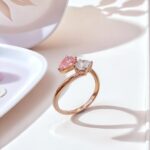 Pear cut lab grown pink diamond toi-et-moi engagement ring