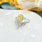 Pear cut lab grown yellow diamond engagement ring 02