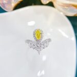 Pear cut lab grown yellow diamond engagement ring 02