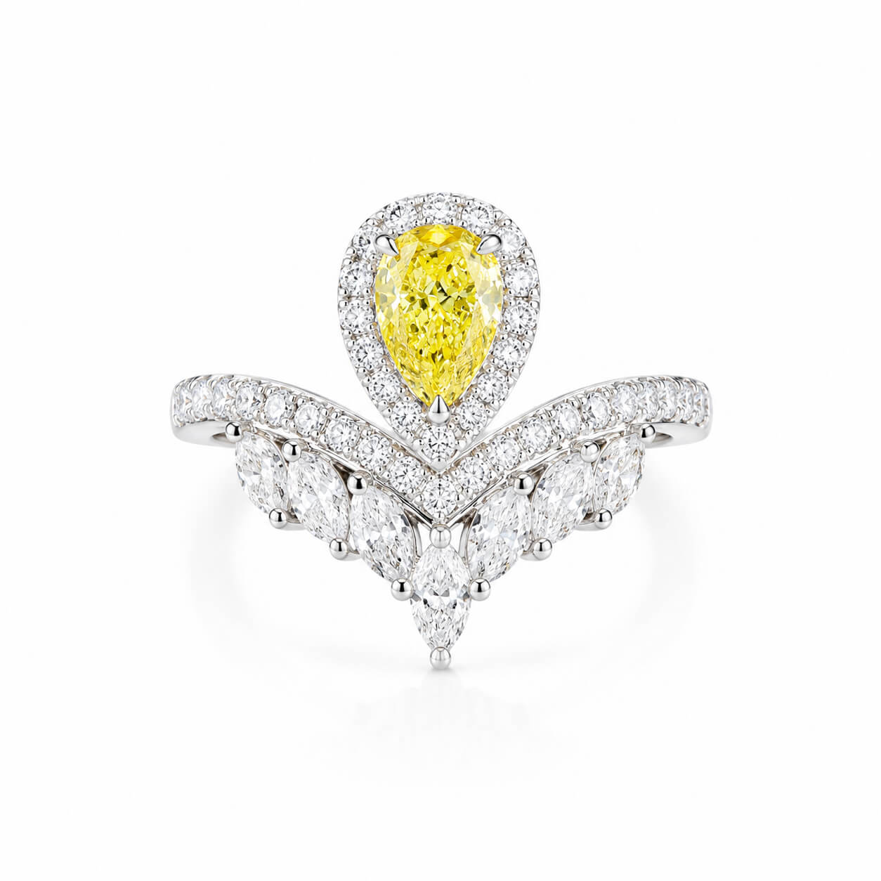 Pear cut lab grown yellow diamond engagement ring 02 Pear cut lab grown yellow diamond engagement ring 02