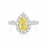 Pear cut lab grown yellow diamond engagement ring 03