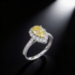 Pear cut lab grown yellow diamond engagement ring 03