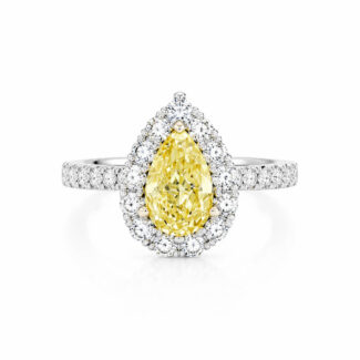 Pear cut lab grown yellow diamond engagement ring 03