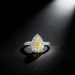 Pear cut lab grown yellow diamond engagement ring 03