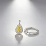 Pear cut lab grown yellow diamond engagement ring 04