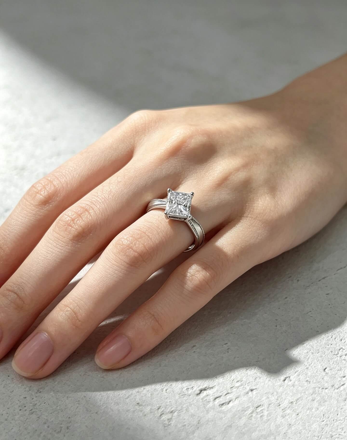 Princess cut lab grown diamond engagement ring 01 Princess cut lab grown diamond engagement ring 01