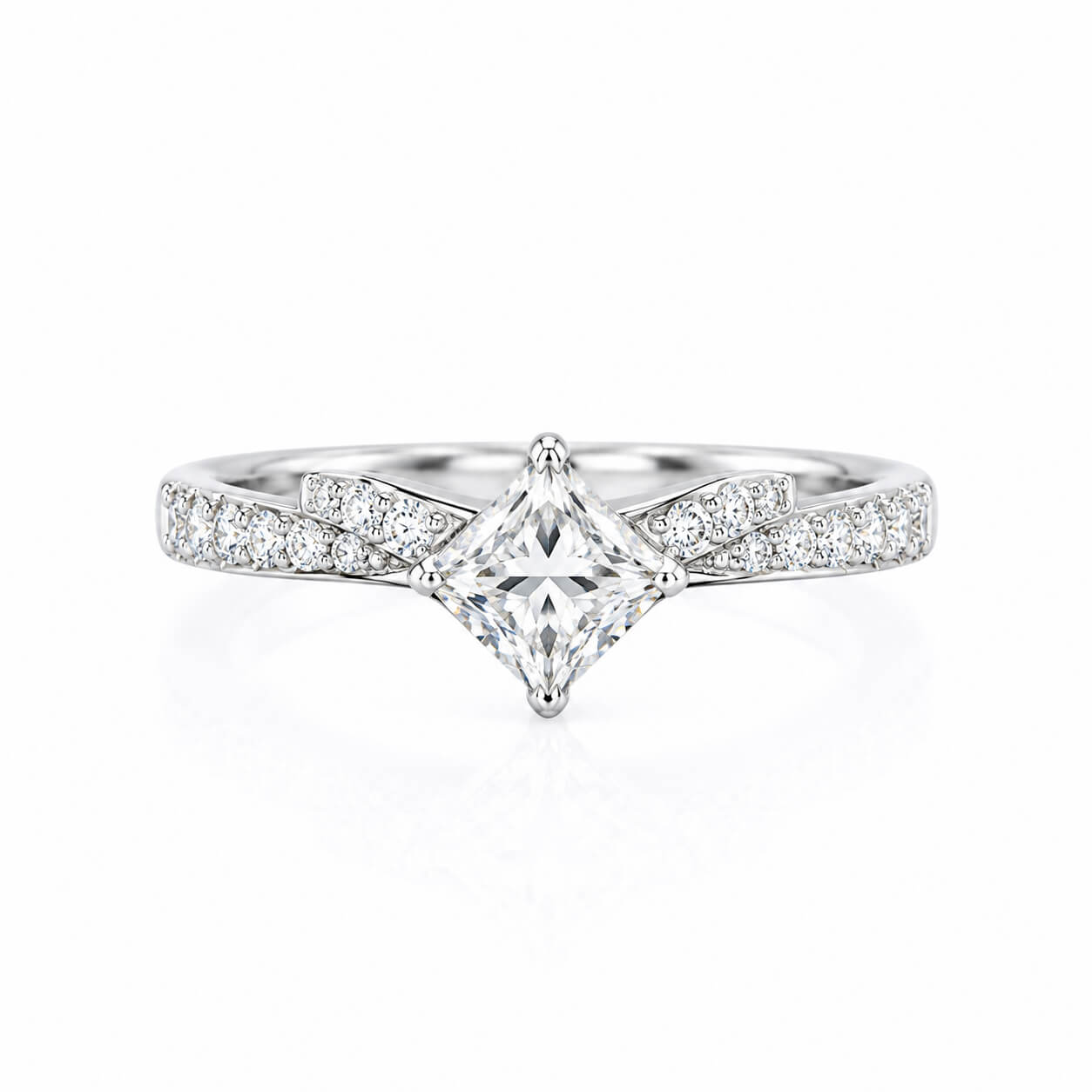 Princess cut lab grown diamond engagement ring 04