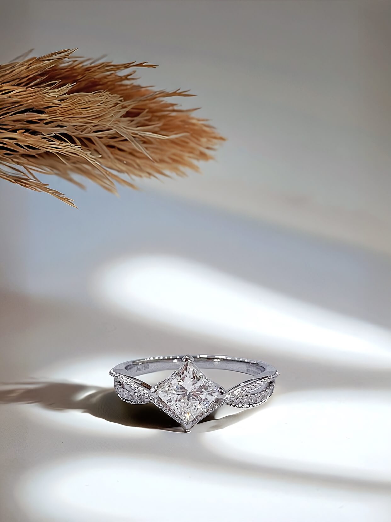Princess cut lab grown diamond engagement ring 05