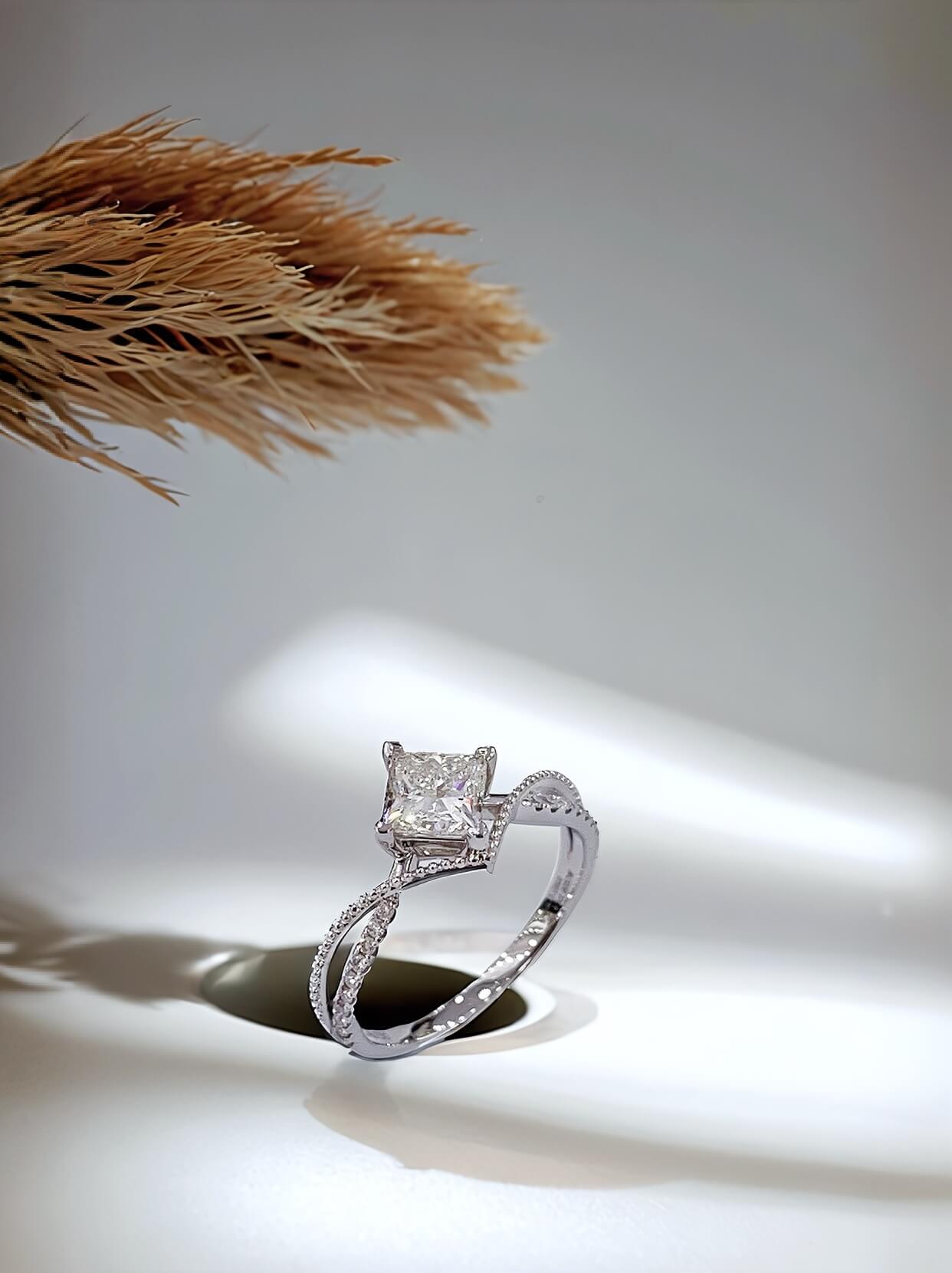 Princess cut lab grown diamond engagement ring 05