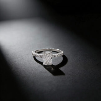 Radiant cut lab grown diamond engagement ring 01