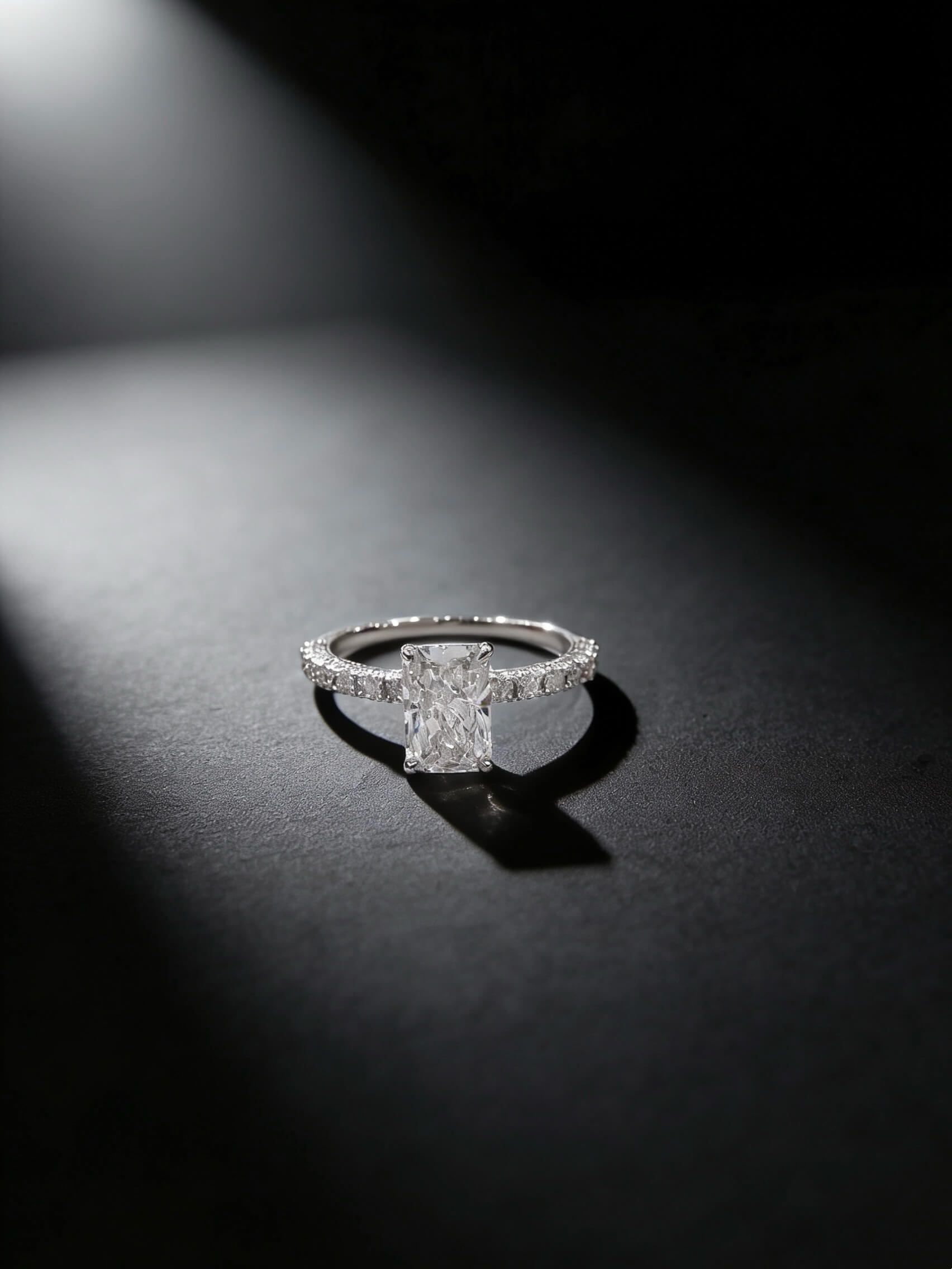 Radiant cut lab grown diamond engagement ring 01 Radiant cut lab grown diamond engagement ring 01