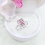 Radiant cut lab grown pink diamond engagement ring 02