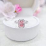 Radiant cut lab grown pink diamond engagement ring 02